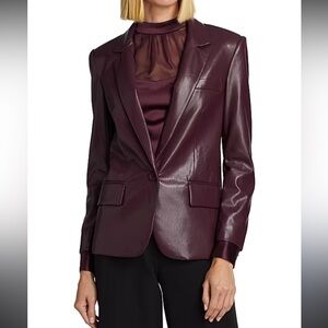 Generation Love Milan Vegan Leather Blazer Burgundy Size S